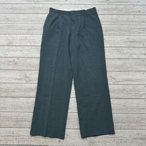 Marks & Spencer Dress Pants Men's 32x33 Gray Italian Wool Pleated Slacks Vintage